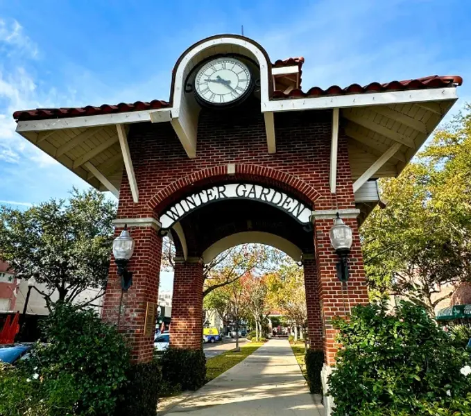West Orange Trail running under the Winter Garden Clock