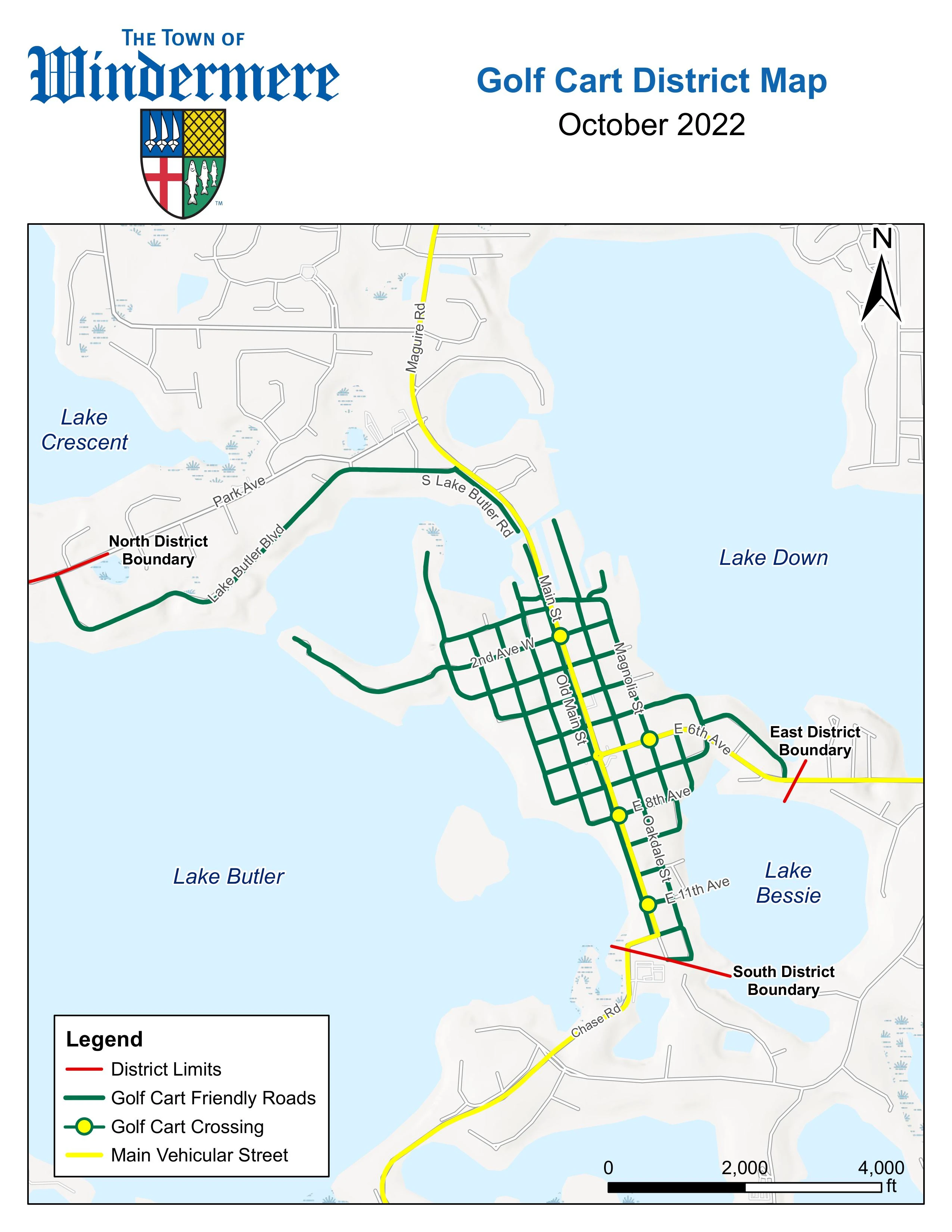 Windermere Florida Golf Cart District Map