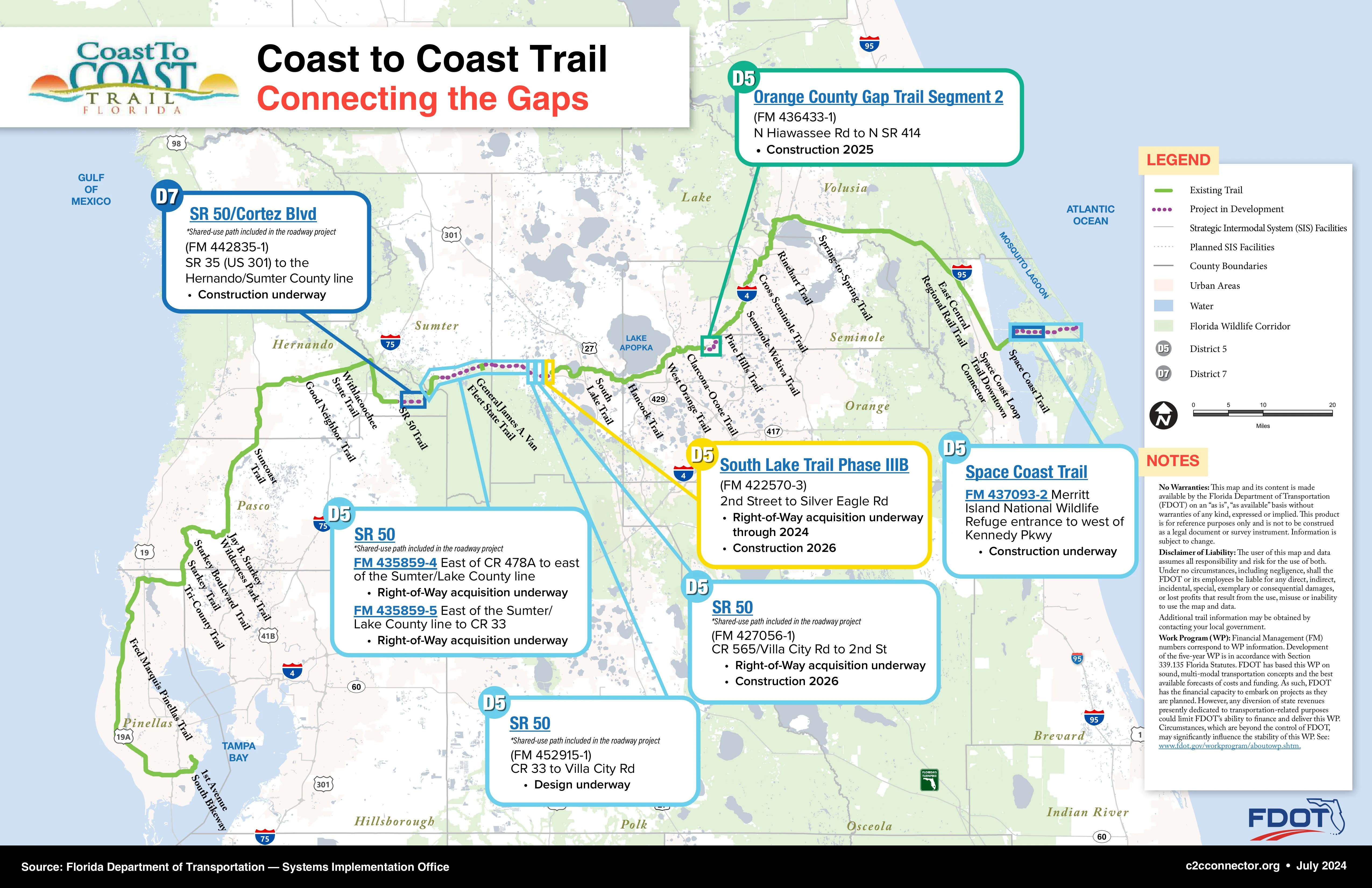 Florida Coast to Coast Trail Map