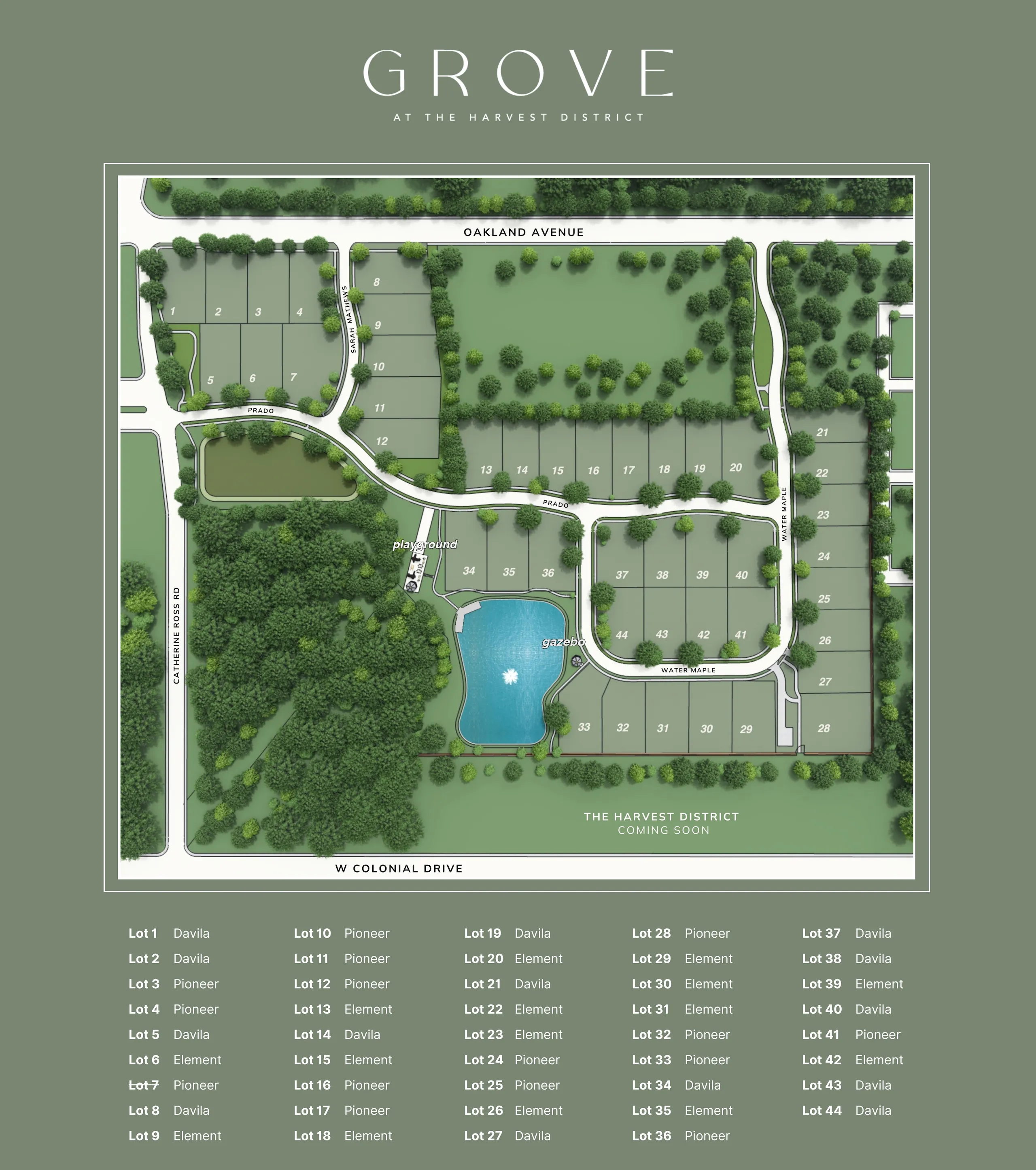 Grove at Harvest District in Oakland Homesites
